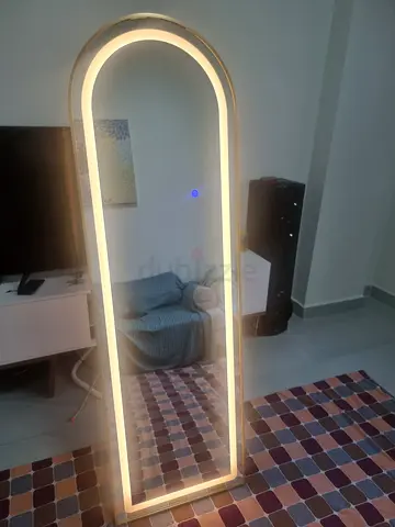Full-length Arched LED Floor Mirror with Built-in Lighting - Good Condition