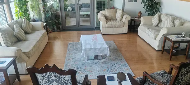 Beige Fabric sofa set - Armchair and 2 seater and 3 seater sofas with Cushions, glass center table