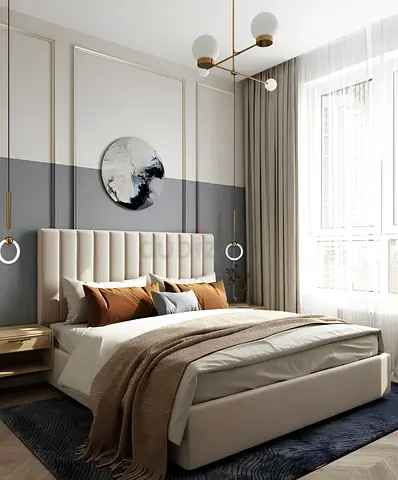 Upholstered queen size bed with storage and mattress