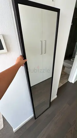 Tall Full-Length Wall Mirror with Black Frame - Good Condition ,