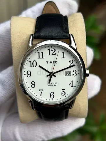 Timex Classic Leather Strap Watch White Dial, Indiglo Original