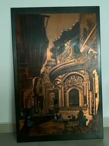 Vintage Framed Architectural Inlay Artwork