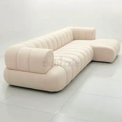 Customised Modern Beige Ribbed Sectional Sofa