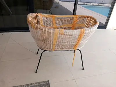 Wicker Bassinet/Cradle on Metal Stand - Good Condition