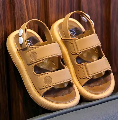 Light brown kids sandals with back strap - gently used