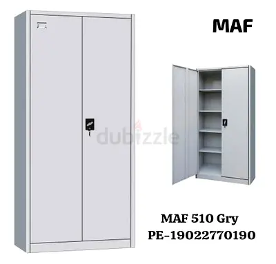 Metal Office Storage Cabinet - 2-Door Steel Wardrobe with Shelves (Grey)