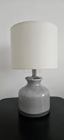 Home Centre Grey Ceramic Table Lamp with White Fabric Shade