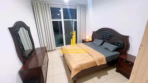 Furnished two-bedroom apartment for monthly rent in Ajman One Towers, including utilities, internet, and parking. 🚗 Excellent location with convenien