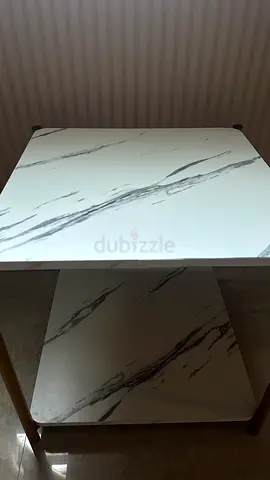 Modern Wooden Side Table with Marble-Effect Top & Storage Shelf