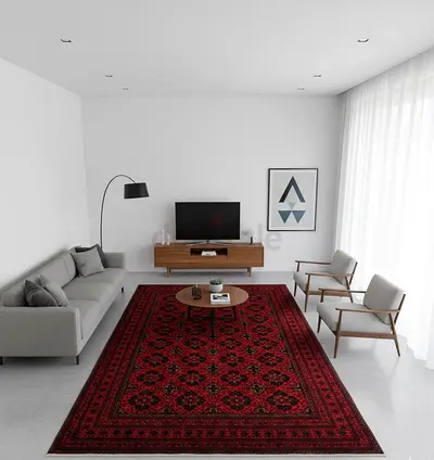 Handmade vintage khal Mohammdi red carpet , wool carpet