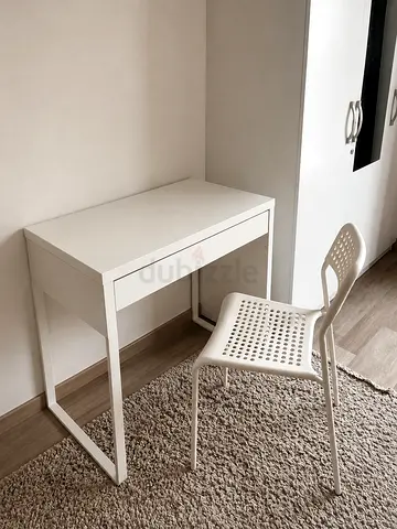 IKEA White Study Desk with Plastic Chair - excellent  Condition, no marks