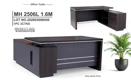 Executive L-shaped Office Desk in Grey Walnut