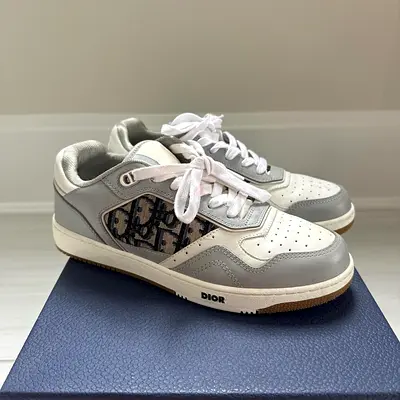 Dior B27 style low-top sneakers — white & grey, size unknown