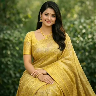 Golden silk saree with blouse