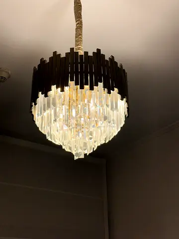 2 x Crystal chandelier ceiling lights with brass - modern pendant