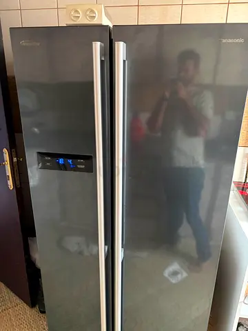 Panasonic Side-by-Side Refrigerator in Dark Stainless — Good Working Condition