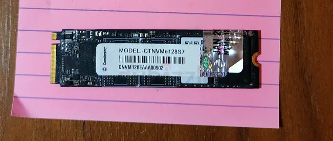 Consistent NVMe M.2 128GB SSD - Used