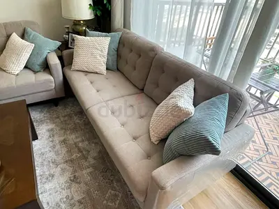 Light grey tufted 3-seater sofa - good condition