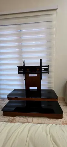 Modern Glass & Wood TV Stand For sale