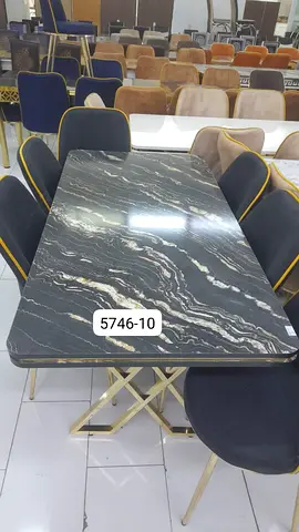 Marble-look Dining Table with Gold Legs - Seats 6