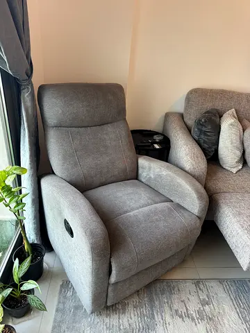 Gray Fabric Recliner Armchair - Comfortable Single Seat