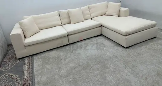 Like new condition marina home beige color lshape sofa
