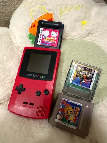 hot pink Game Boy Color with 3 Classic Game Cartridges (Pocket-tested)