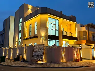 Luxury corner villa for sale in Al Yasmin, Ajman | 6 master bedrooms + majlis + 2 living rooms + ro