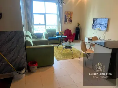 Furnished one-bedroom apartment for monthly rent in City Tower Al Nuaimiya 3, Ajman, with a full view of Sheikh Khalifa Street, private parking, all b