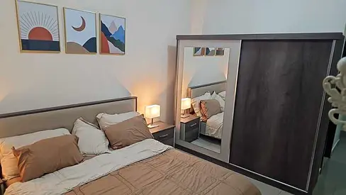 Two bedrooms, a living room, a balcony, and two bathrooms for monthly rent in Al Taawun, Sharjah