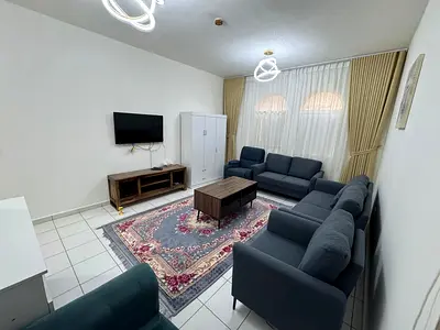 One bedroom and living room / Fully furnished / Balcony in the kitchen / On the Dubai exit / Al Khan / Sharjah