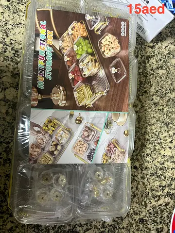 Set of 15 Clear Acrylic Multi-Compartment Snack & Nut Storage Boxes (New)