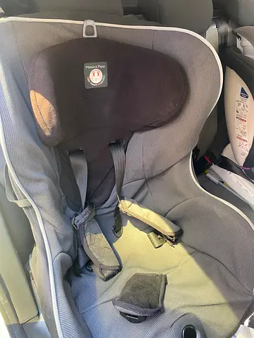 Used convertible infant/toddler car seat — grey, good condition