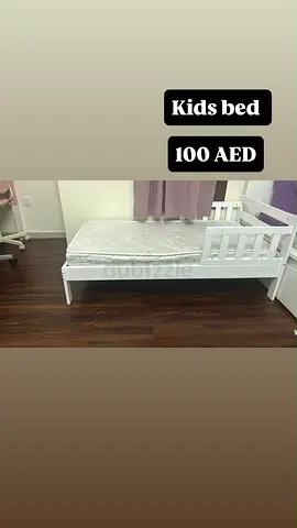 White wooden kids bed with mattress - good condition