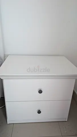 2 x White 2-Drawer Nightstand / Bedside Table - Good Condition