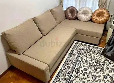 Comfortable Beige L-Shaped Sectional Sofa