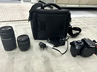 Canon DSLR Camera with Two Lenses and Carrying Case