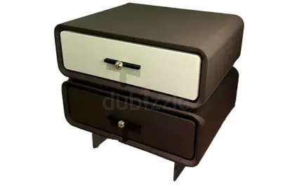 Pair of modern bedside tables / nightstands in brown with drawers