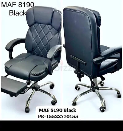 Ergonomic Black PU Leather Office Chair with Footrest