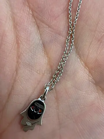 18K White Gold Diamond & Sapphire Hamsa Necklace