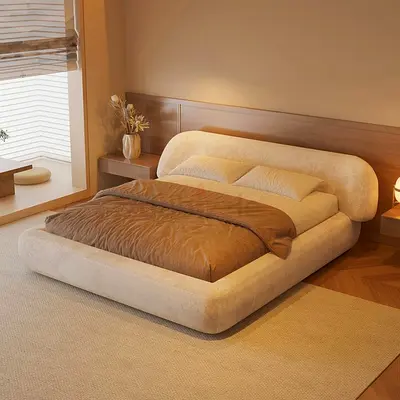 Luxury Modern Upholstered Low Profile Platform Bed