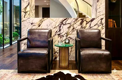 Marina Home Pair of Modern Leather Armchairs
