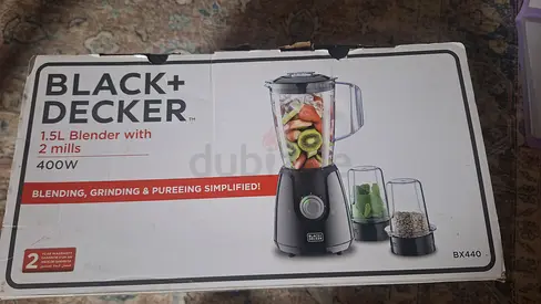 Black+Decker 1.5L Blender 400W with Grinder Attachments (BX440)