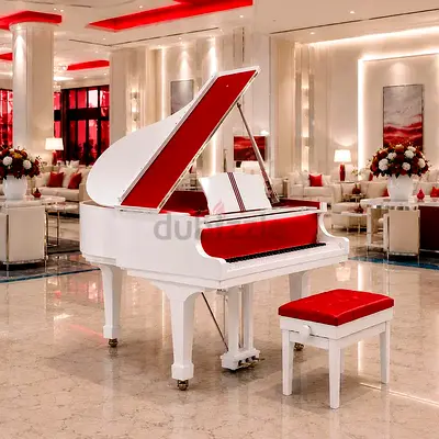 Yamaha Royal Grand Piano | Red & White Luxury Grand Piano Dubai