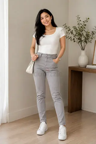 Women's casual slim-fit grey jeans - size Size Eur 42 UK 16