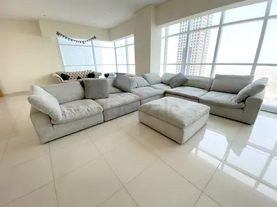 GREAT CONDITION Pan Home pianca feather 🪶 filled Modular Living room Sofa with footstool