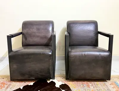 Marina home vintage Leather arm Chairs