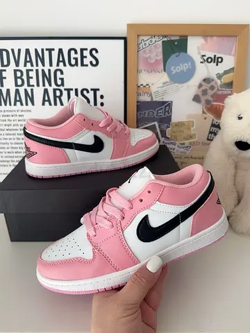 Pink & White Nike-style Low Top Sneakers