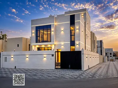 Modern corner villa with 5 bedrooms, registration fees included, for sale, freehold ownership, Dubai villa design, directly on Street 311