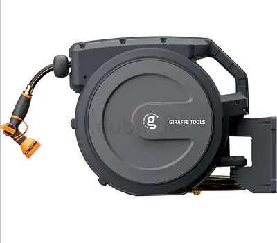 Giraffe Tools Retractable Garden Hose Reel 5/8 inch x 90 ft Hose Reels for Outside, Wall Mounted Wat